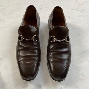 Dark Brown Gucci Leather Loafers with Detail 10 D